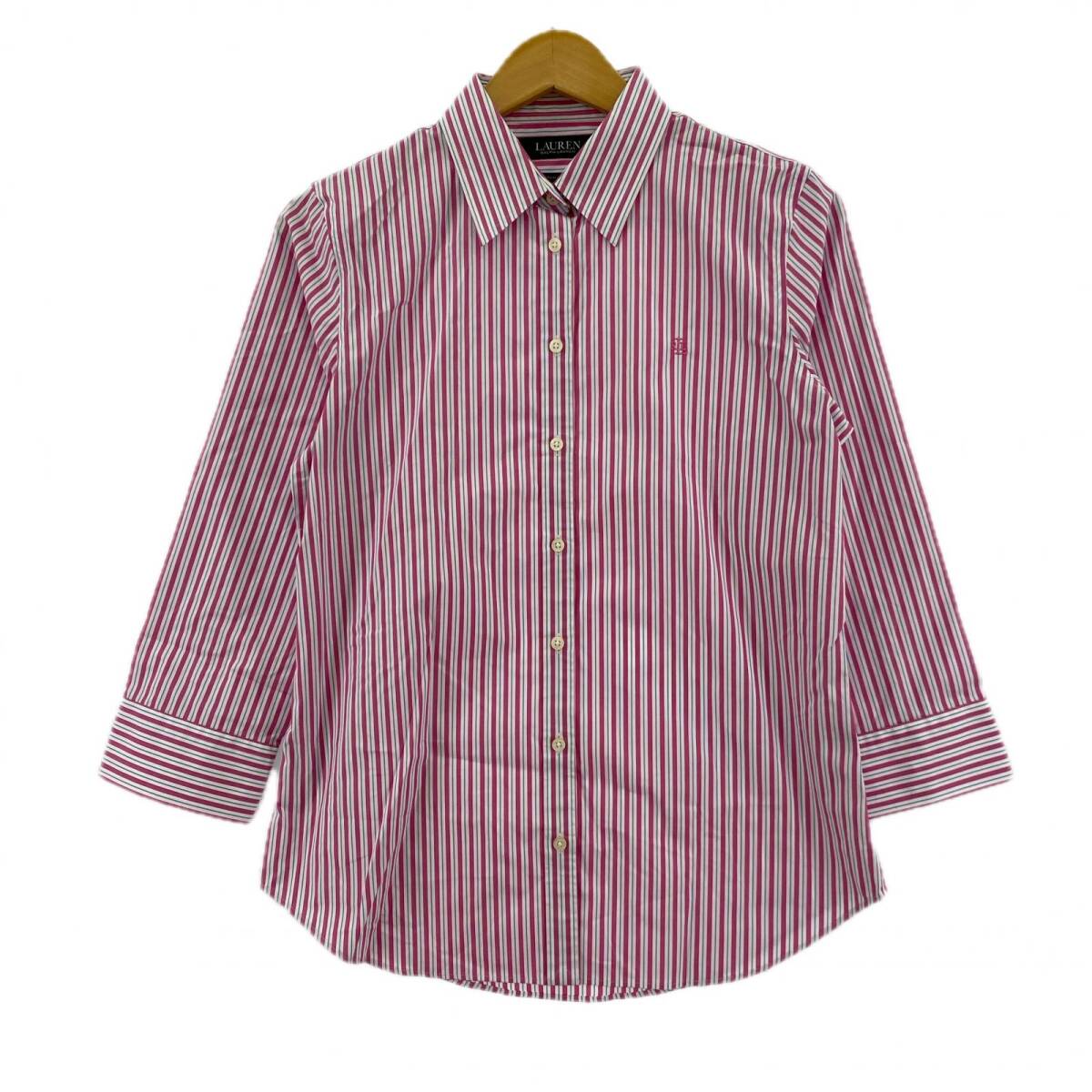 Ralph Lauren ラルフローレン ストライプ 長袖シャツ sizeS/ピンク ゆうパケットOK拍卖