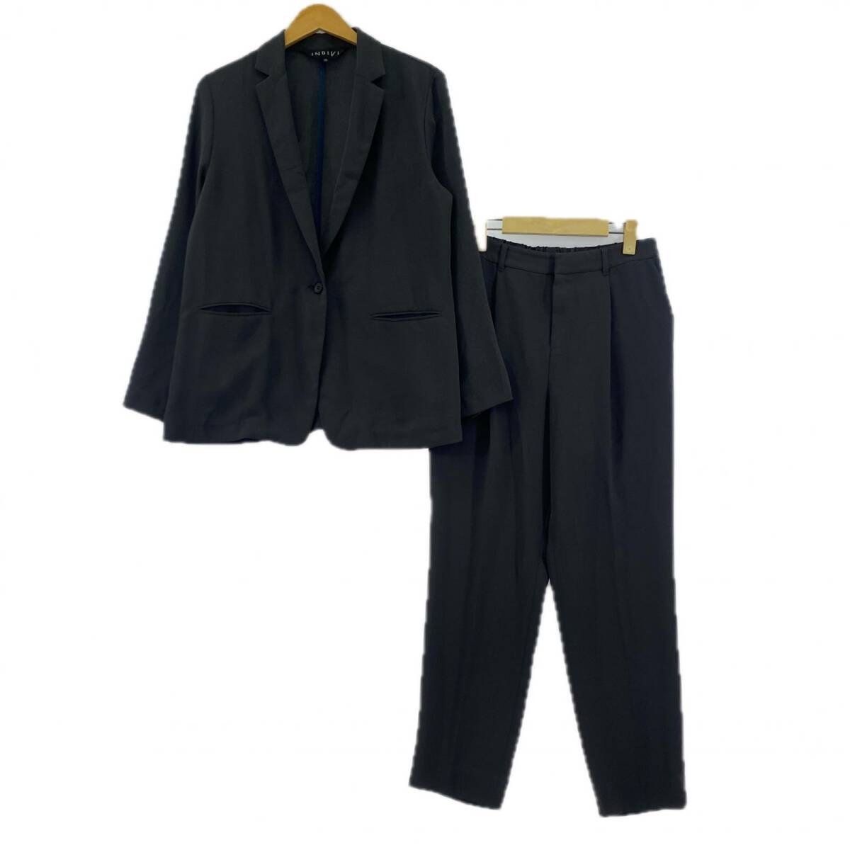 INDIVI インディヴィ イージー ジャケット&パンツ スーツ size40/チャコール拍卖