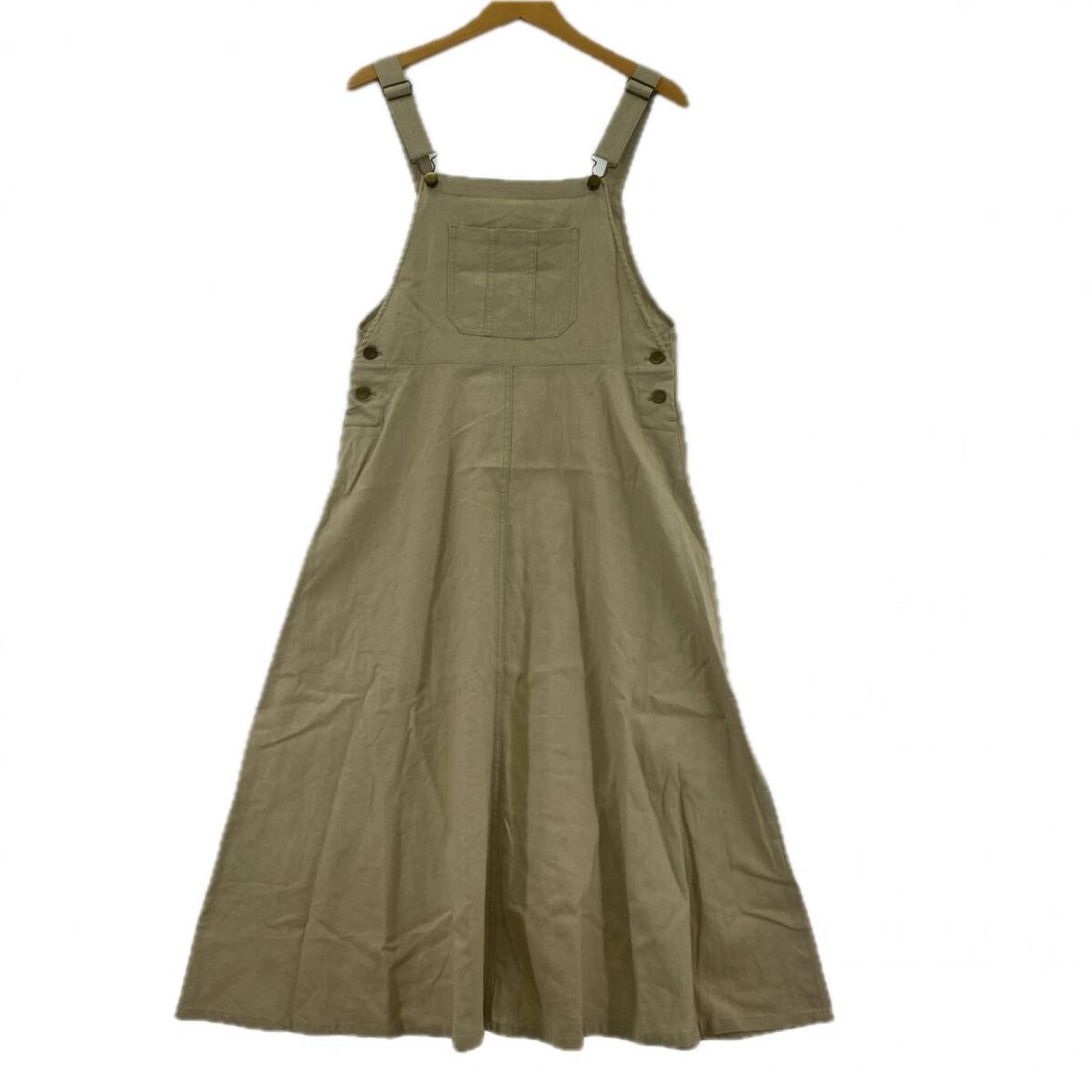 NATURAL BEAUTY BASIC ナチュラルビューティーベーシック 麻混 ジャンパースカート ワンピース sizeS/ベージュ拍卖