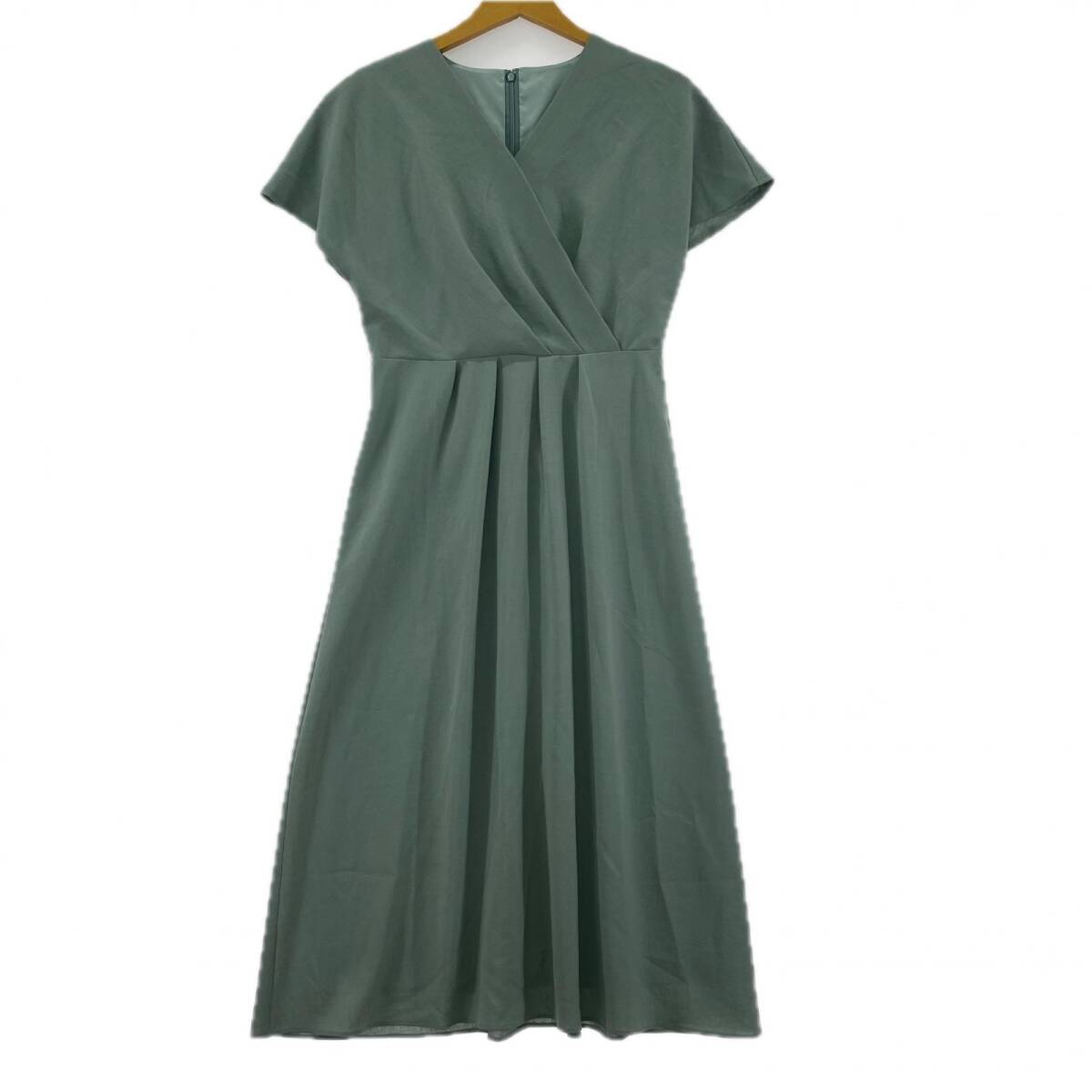 COUP DE CHANCE クードシャンス Vネック ロング フレア ワンピース size36/スモーキーグリーン拍卖