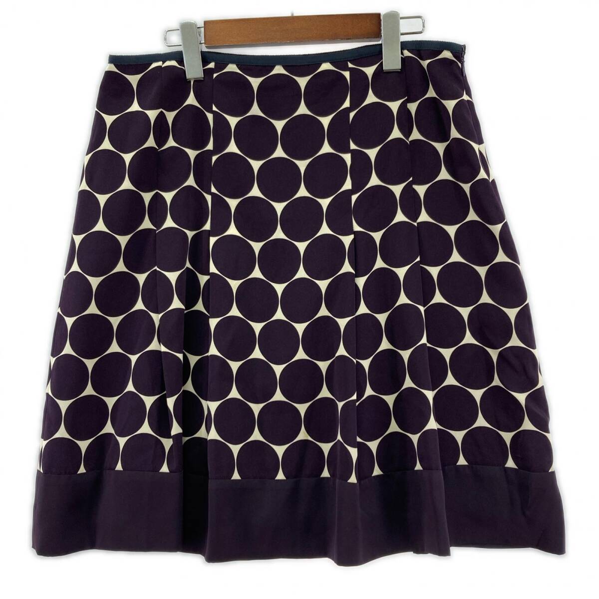 UNTITLED アンタイトル ドット柄 フレア スカート size44/パープル系×アイボリー ゆうパケットOK拍卖