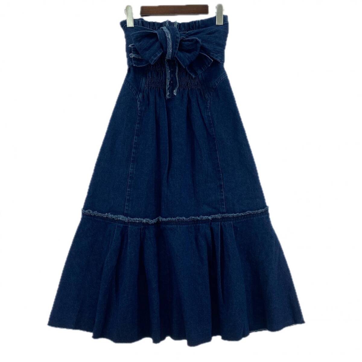 SNIDEL スナイデル デニムリボン スカート size1/ネイビー拍卖