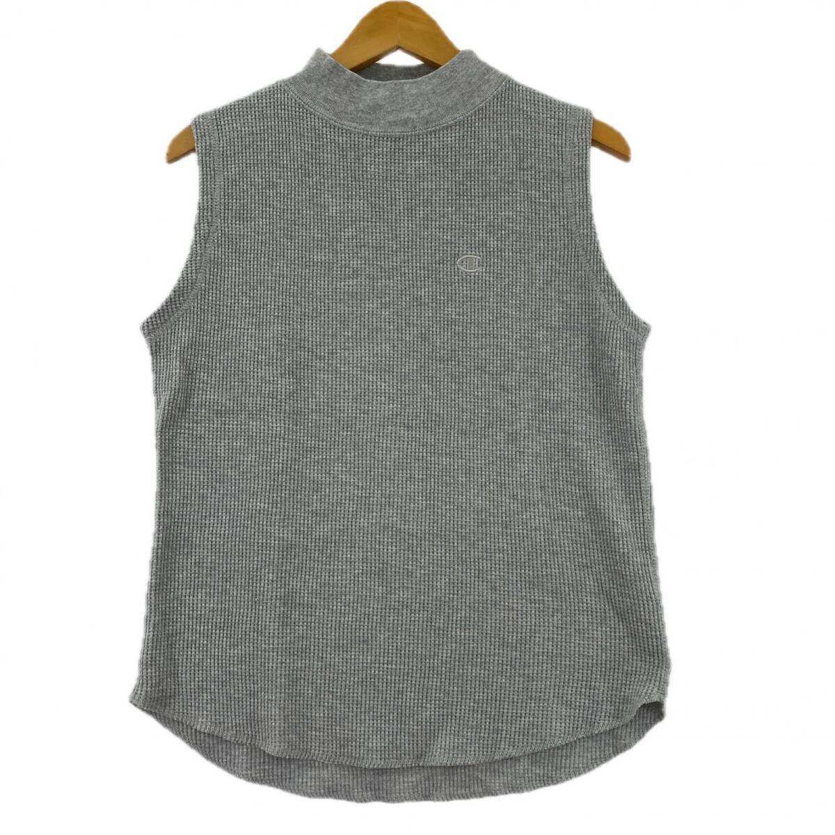 Champion チャンピオン モックネック フレンチスリーブ カットソー sizeWOMEN‘s L/グレー ゆうパケットOK拍卖