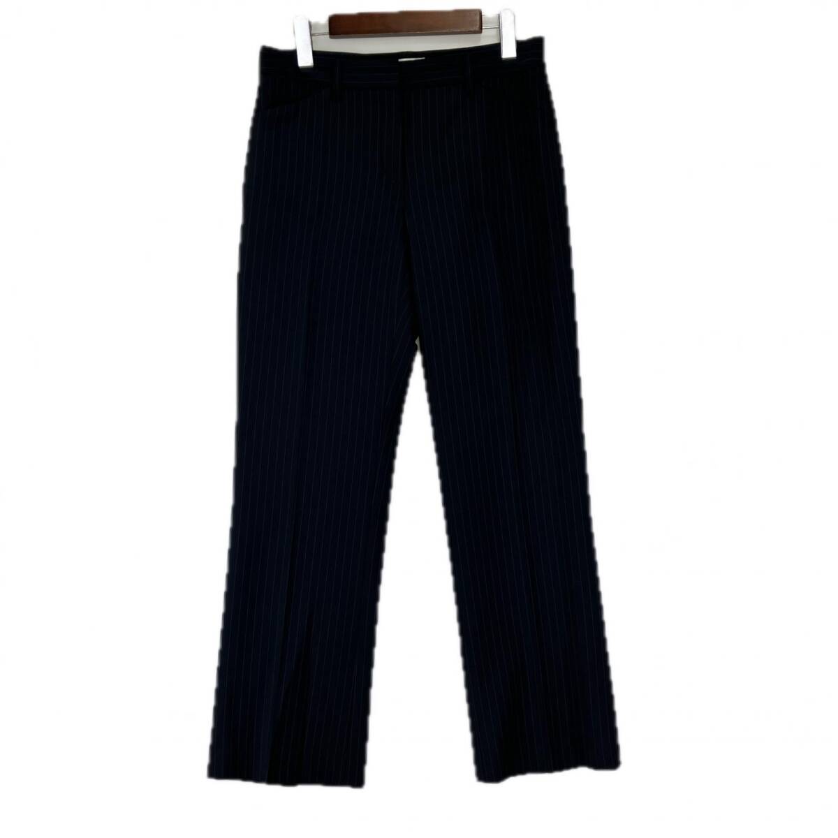 PLST プラステ ストライプ センタープレス パンツ sizeM/ネイビー×ブルー ゆうパケットOK拍卖