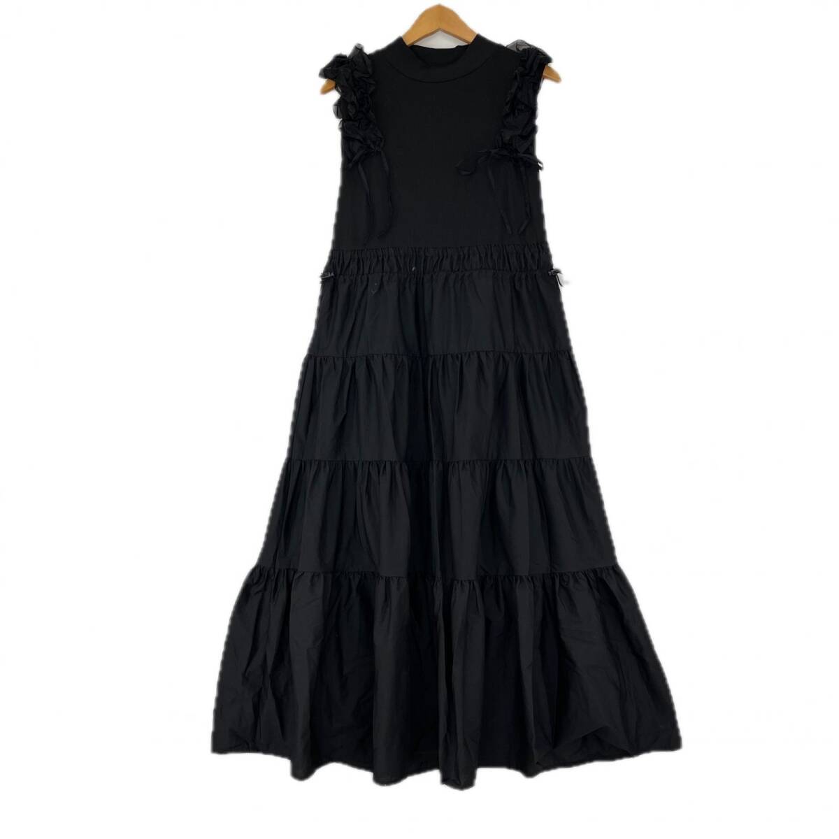 mily bilet ミウィビレット 切替 フリル ワンピース sizeL/ブラック拍卖