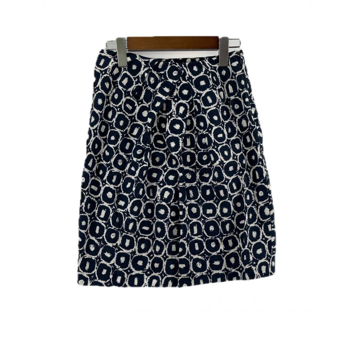 TOMORROWLANDトゥモローランド 総柄 スカート size36/ネイビー ゆうパケットOK拍卖