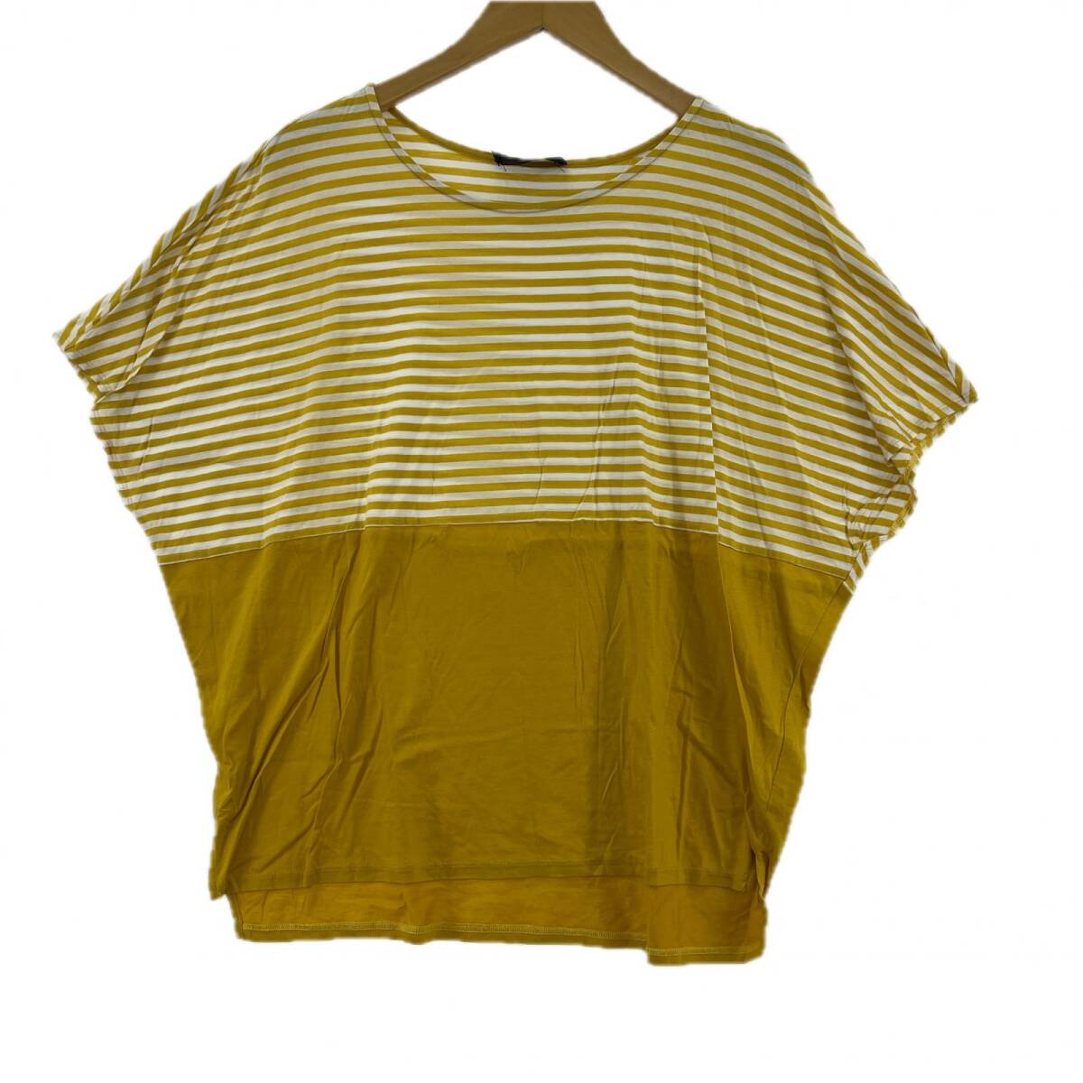 UNTITLED アンタイトル ボーダー ドルマンスリーブ カットソー size44/イエロー×ホワイト拍卖