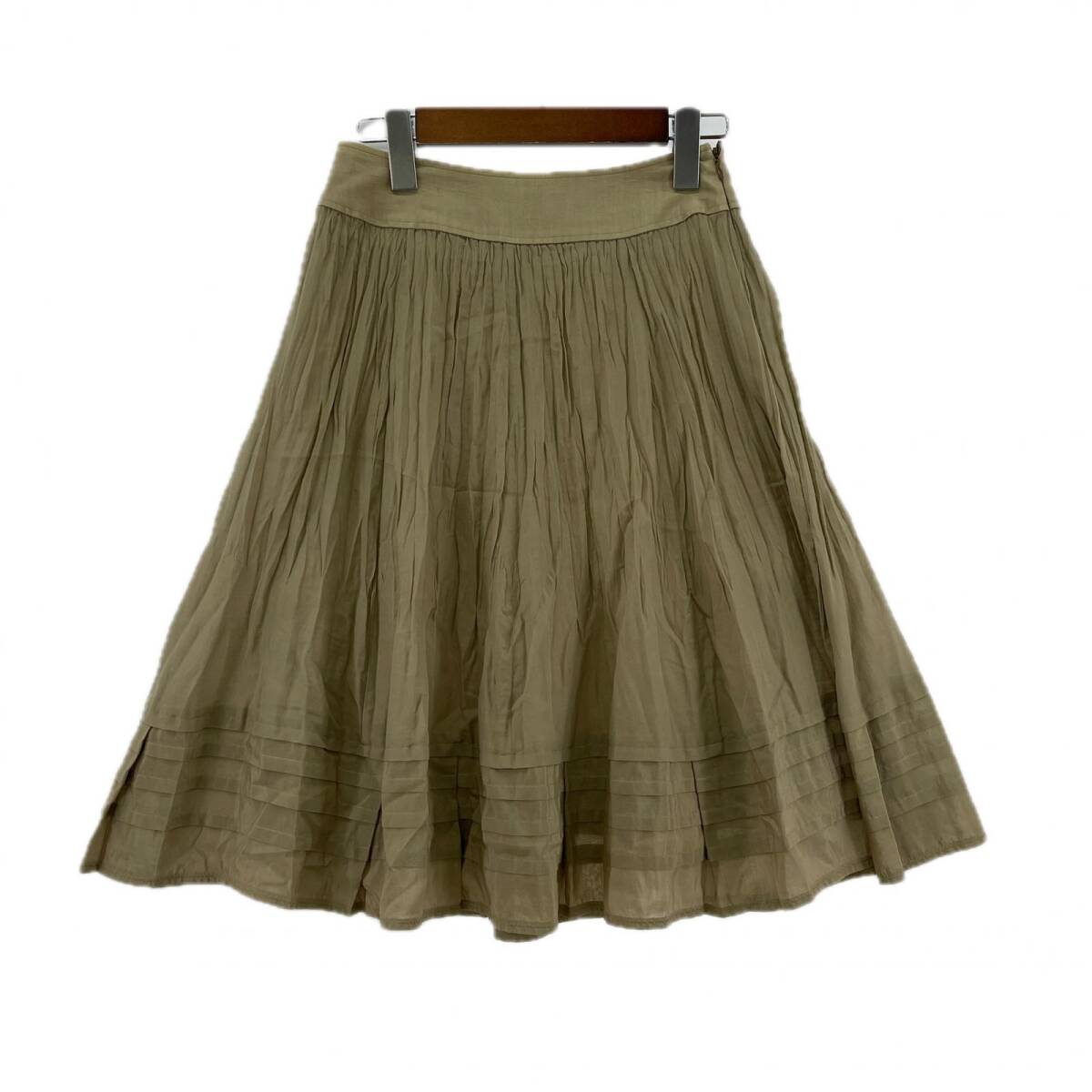 COMME CA DU MODE コムサデモード 絹混 フレア スカート size7/ブラウン ゆうパケットOK拍卖