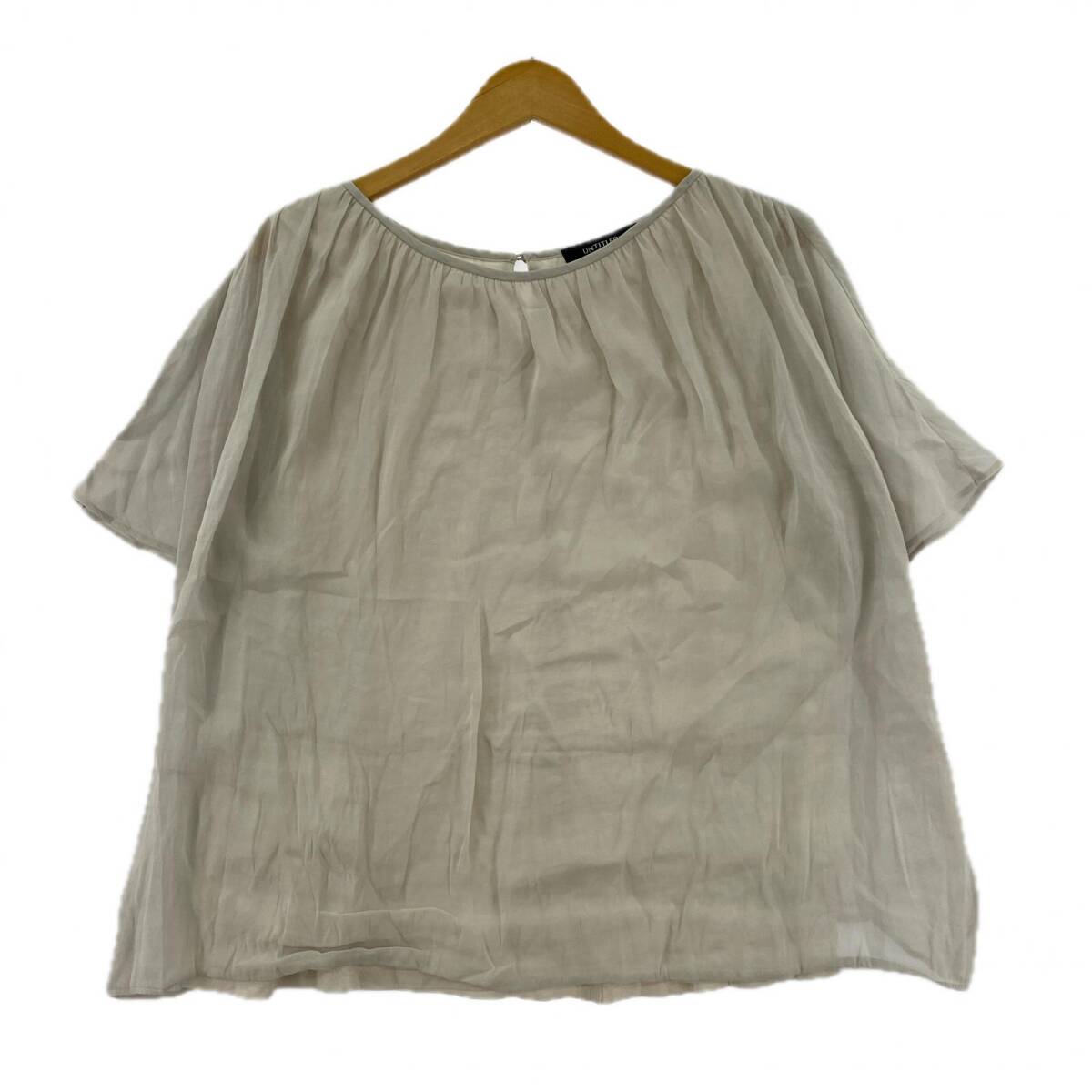 UNTITLED アンタイトル ボートネック ブラウス size44/ライトグレー ゆうパケットOK拍卖