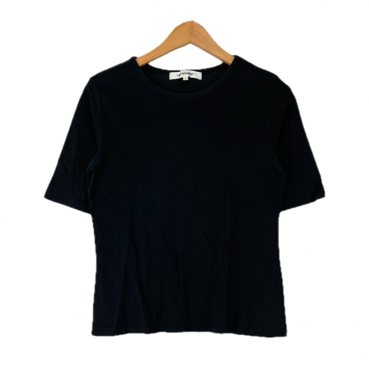 LAUTREAMONT ロートレアモン 5分袖 カットソー size2/ブラック ゆうパケットOK拍卖