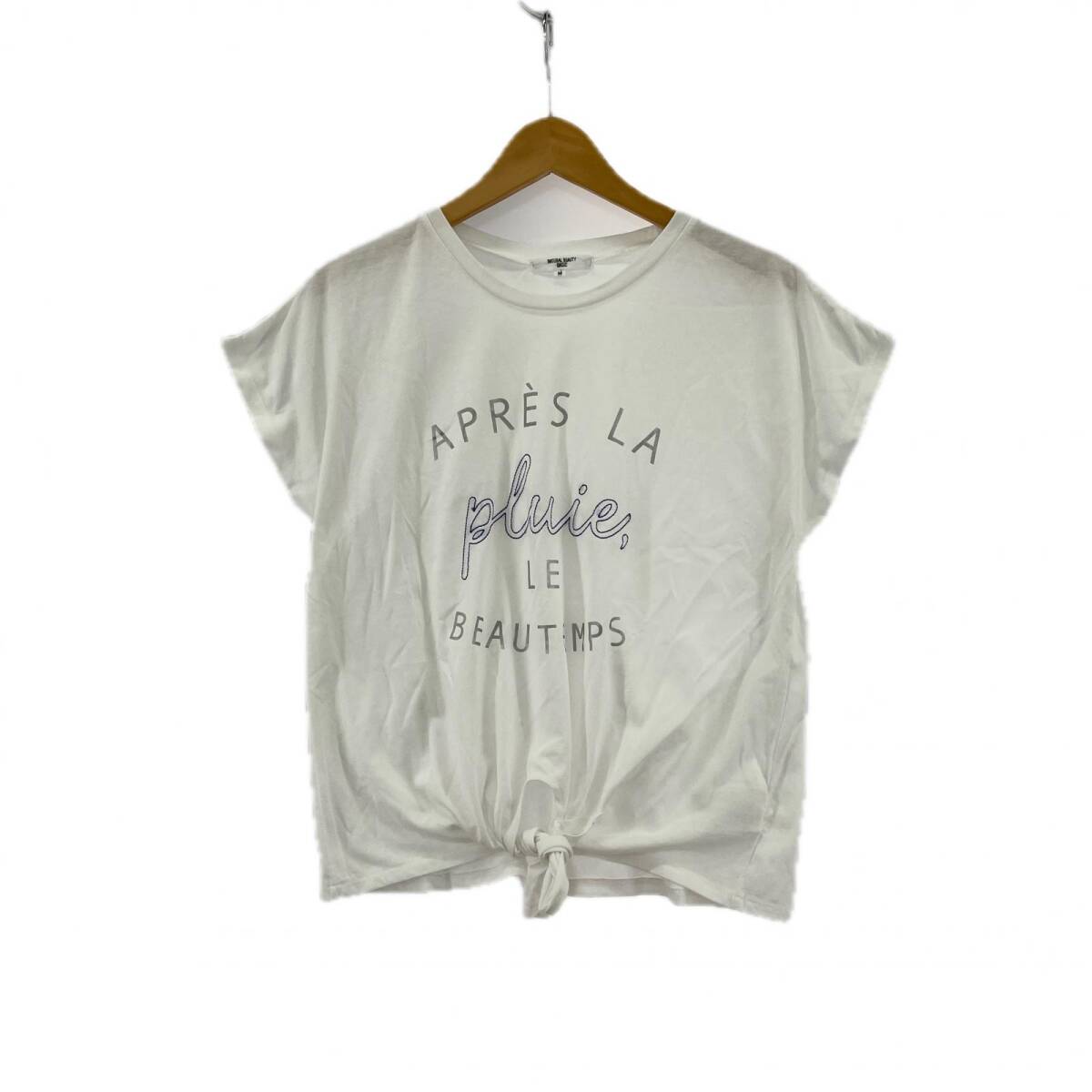 NATURAL BEAUTY BASIC ナチュラルビューティーベーシック 裾リボン カットソー sizeM/ホワイト ゆうパケットOK拍卖