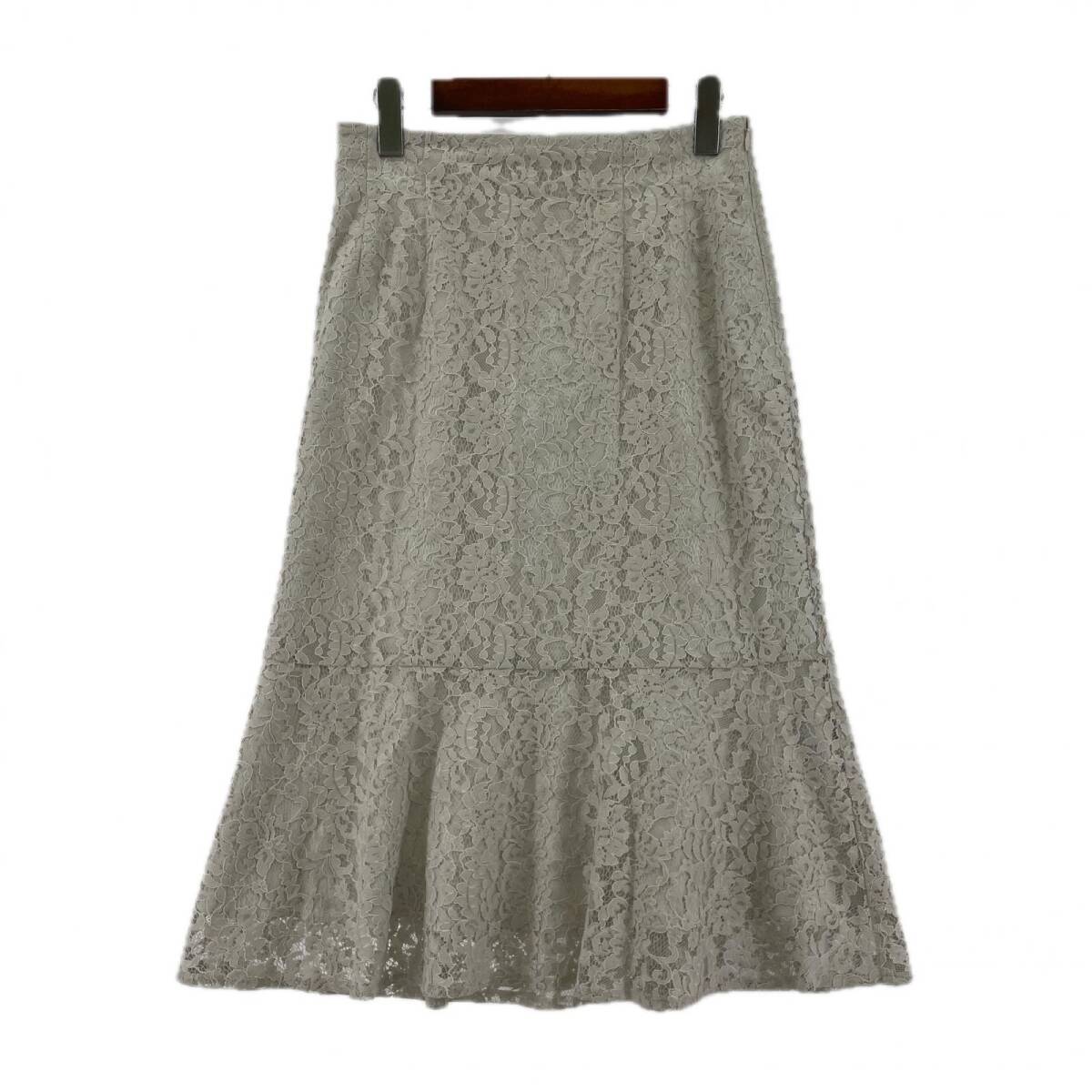COUP DE CHANCE クードシャンス 総レースフレア スカート size40/ライトグレー ゆうパケットOK拍卖