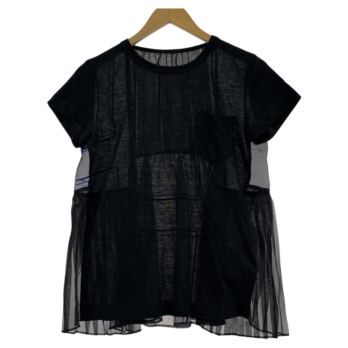 Sacai サカイ プリーツレース カットソー size2/ブラック ゆうパケットOK拍卖
