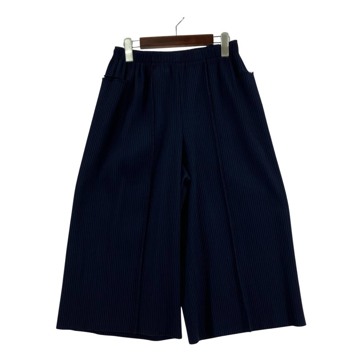 ISSEY MIYAKE イッセイミヤケ クロップドリブ パンツ size-/ネイビー ゆうパケットOK拍卖