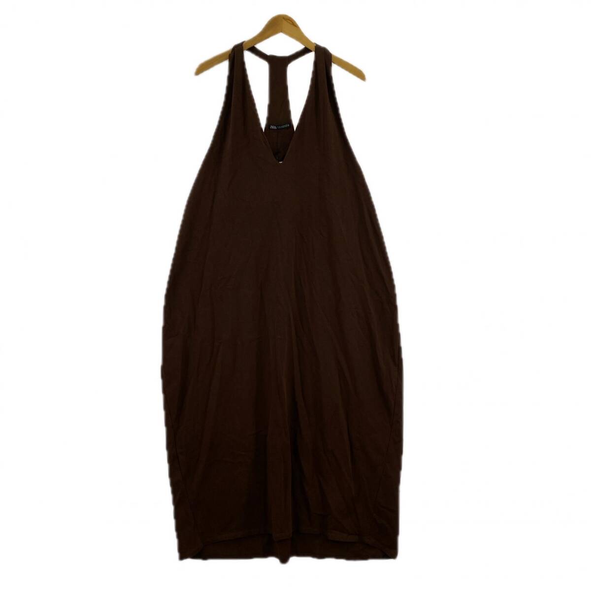美品 ZARA ザラ タグ付き Vネック Aライン ワンピース sizeEUR M/ブラウン拍卖