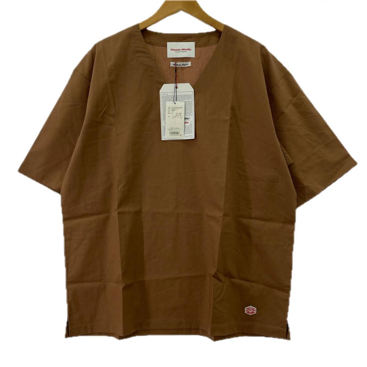 美品 Vincent et Mireille バンソンエミレイユ タグ付き Vネック ブラウス size42/ブラウン ゆうパケットOK拍卖