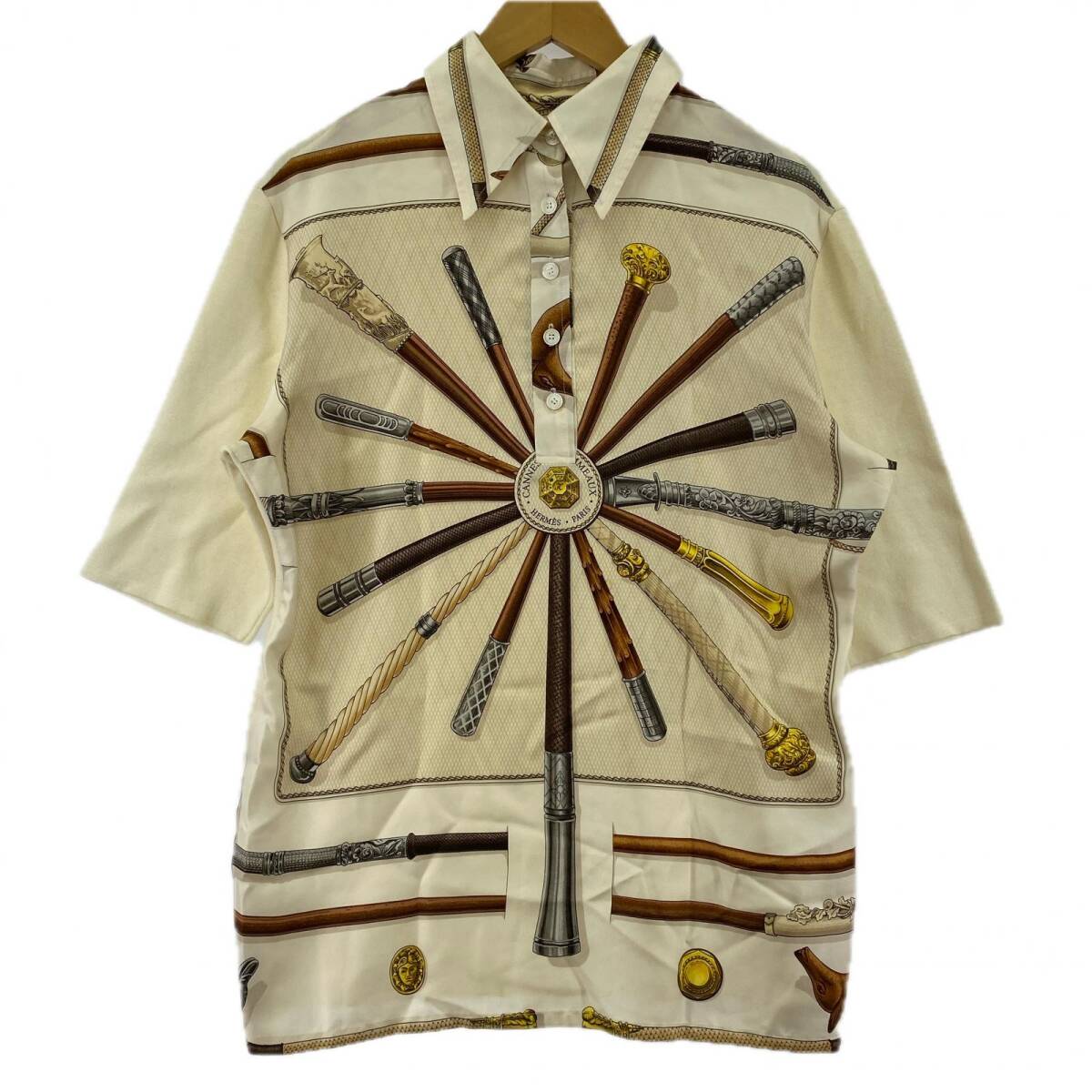 HERMES エルメス 素材切替 ニット sizeL/ベージュ系拍卖