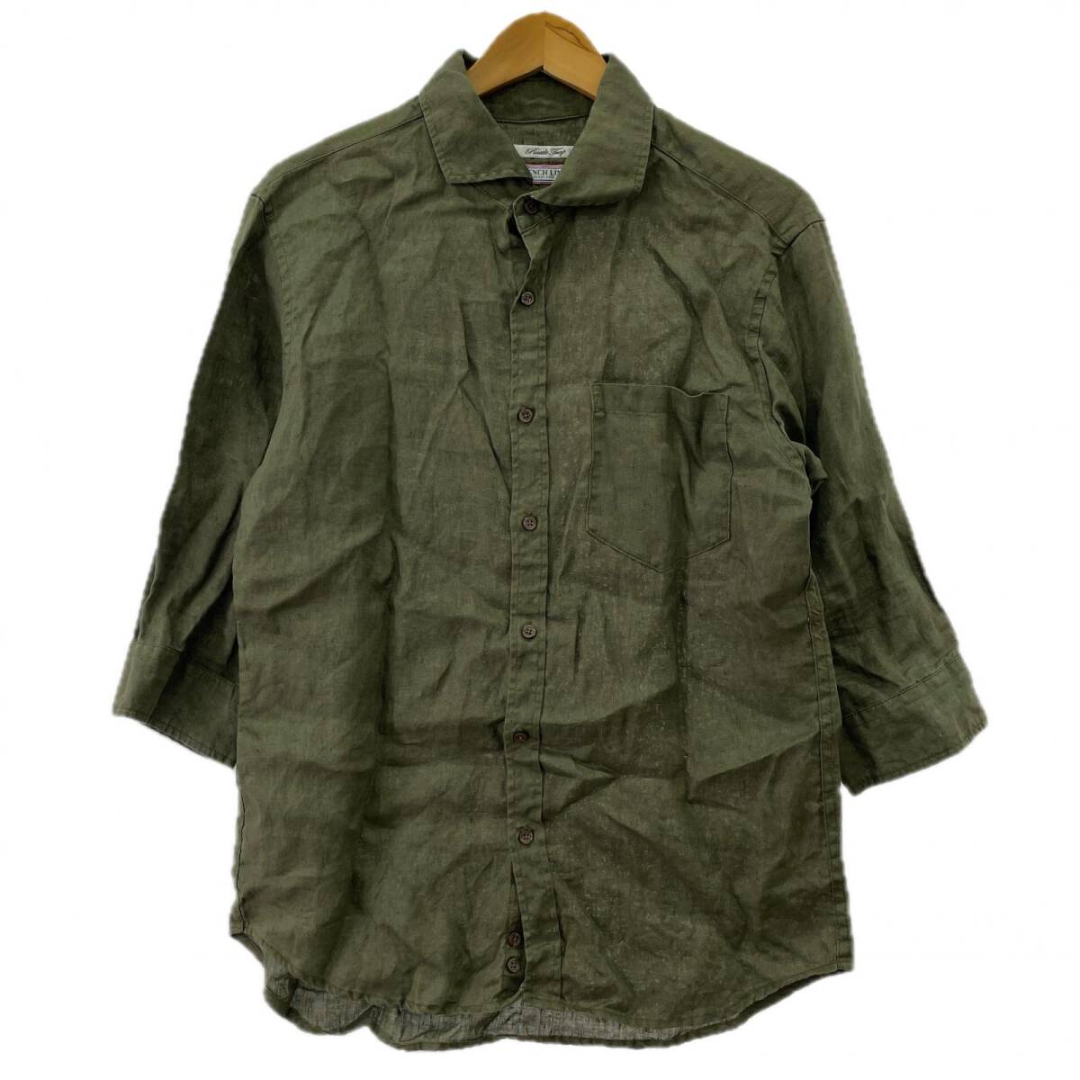 RATTLE TRAP ラトルトラップ 七分袖 リネン 半袖シャツ sizeM/カーキ ゆうパケットOK拍卖