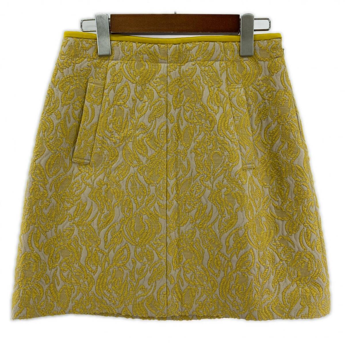 NOLLEY'S ノーリーズ 総柄刺繍ミニ スカート size38/イエロー拍卖