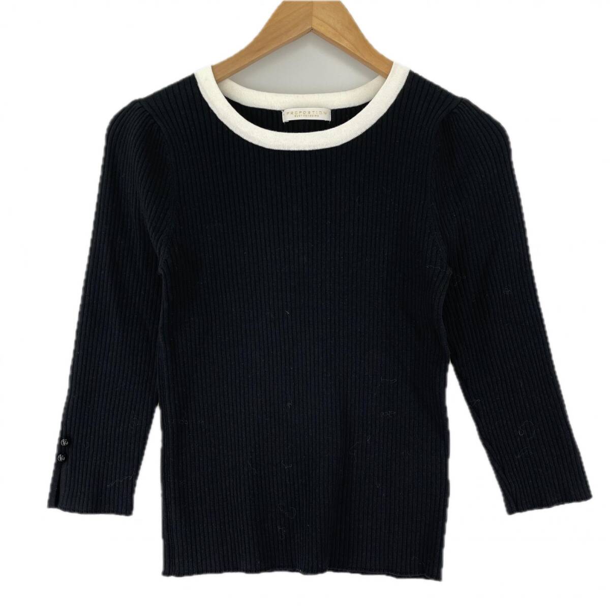 PROPORTION プロポーション ボディドレッシング リブ カットソー sizeM/ブラック拍卖