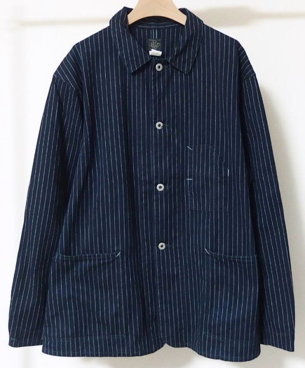 POST O'ALLS OVERALLS ポスト オーバーオールズ 1106R-IS 3 POCKET JACKET-R Gangster stripe indigo カバーオール ジャケット L拍卖
