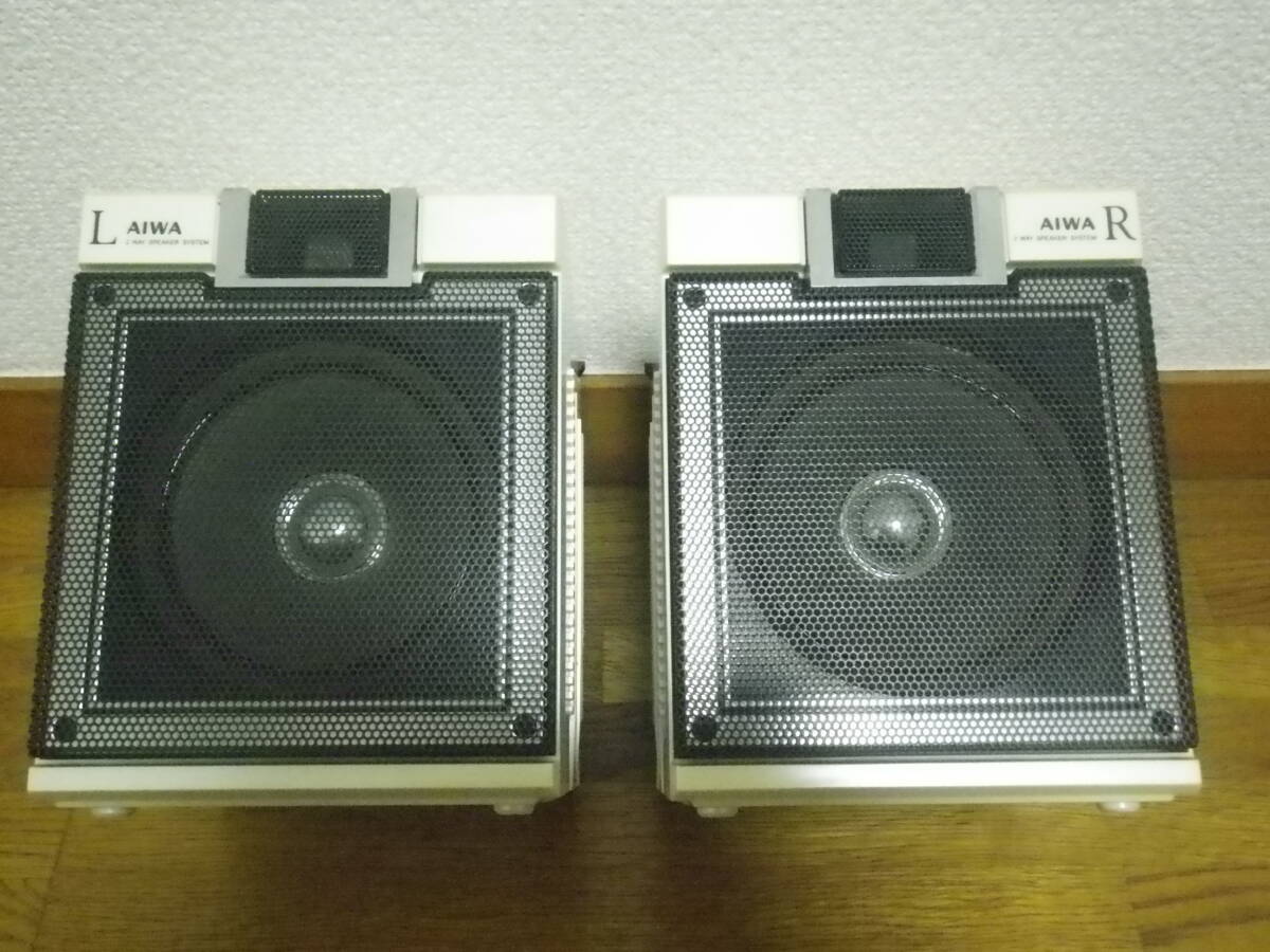 AIWA アイワ 小型2wayスピーカー 左右ペア 高さ15.5cm ツイーターは平面型 音出し良好 80サイズ発送拍卖