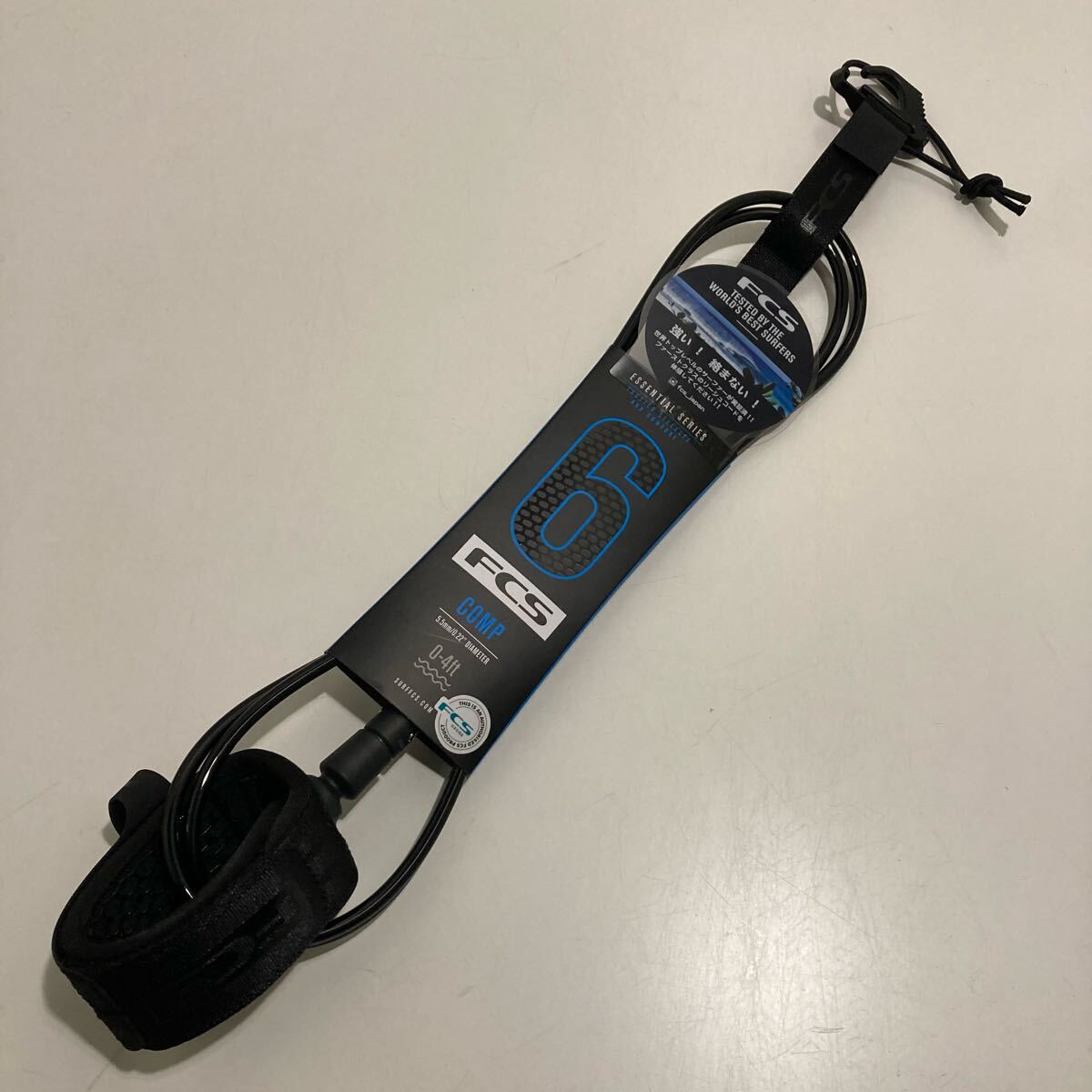 新品 正規品 サーフィン リーシュ コード FCS SURF ESSENTIAL 6' LEASH CORD COMP BLACK ブラック 6フィート コンプ エフシーエス拍卖