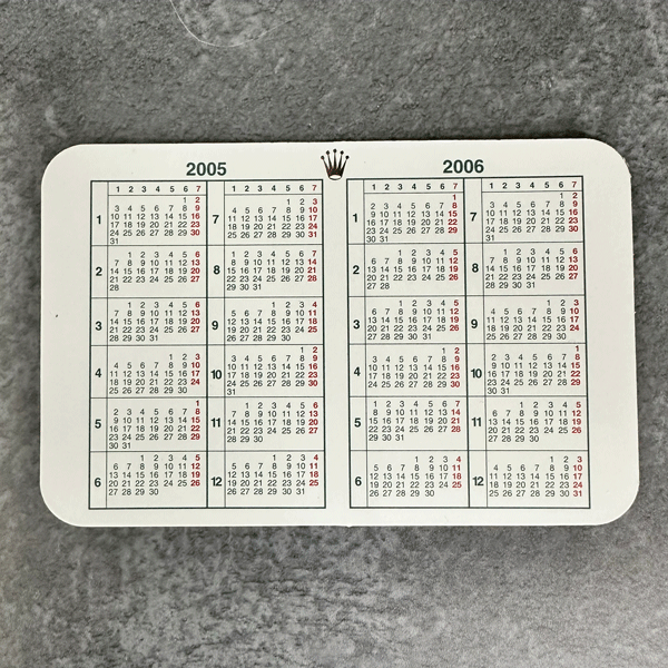 【未使用・長期保管品】 ROLEX/ロレックス 純正付属品 カード型カレンダー 2005-2006拍卖
