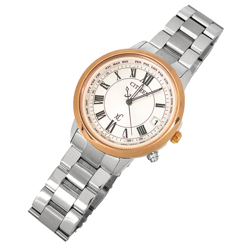 【未使用・展示品・CTZ42TS】シチズン CITIZEN レディース腕時計 XC クロスシー CB1106-51W エコドライブ 電波受信 チタンベルト 拍卖
