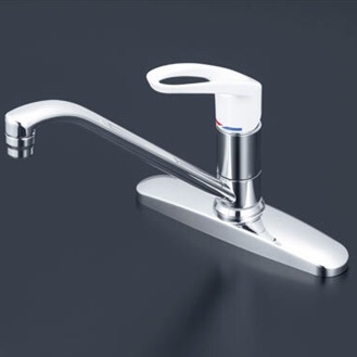 新品未開封 KVK 台付シングル13 逆止 KM5091 シングル混合栓 台付2穴シングルレバー住宅設備 水栓金具/514547在拍卖