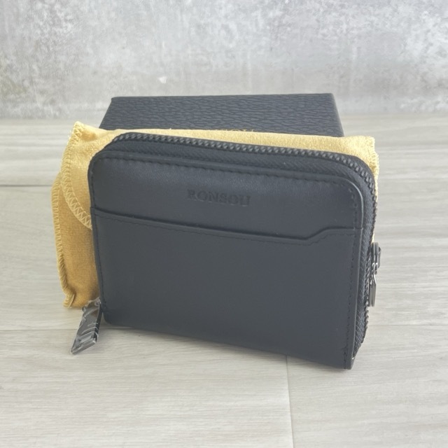 送料無料 未使用 RONSOU 本革 コインケース 小銭入れ カードケース 財布 ファスナー ブラック /600434在★11拍卖