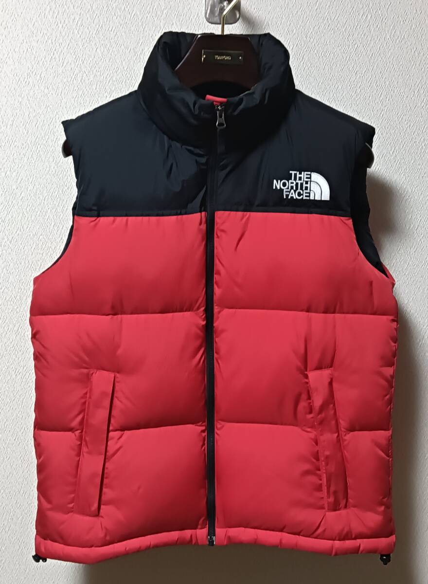 ノースフェイス ダウンベスト ヌプシ レッド・ブラック ND91843拍卖
