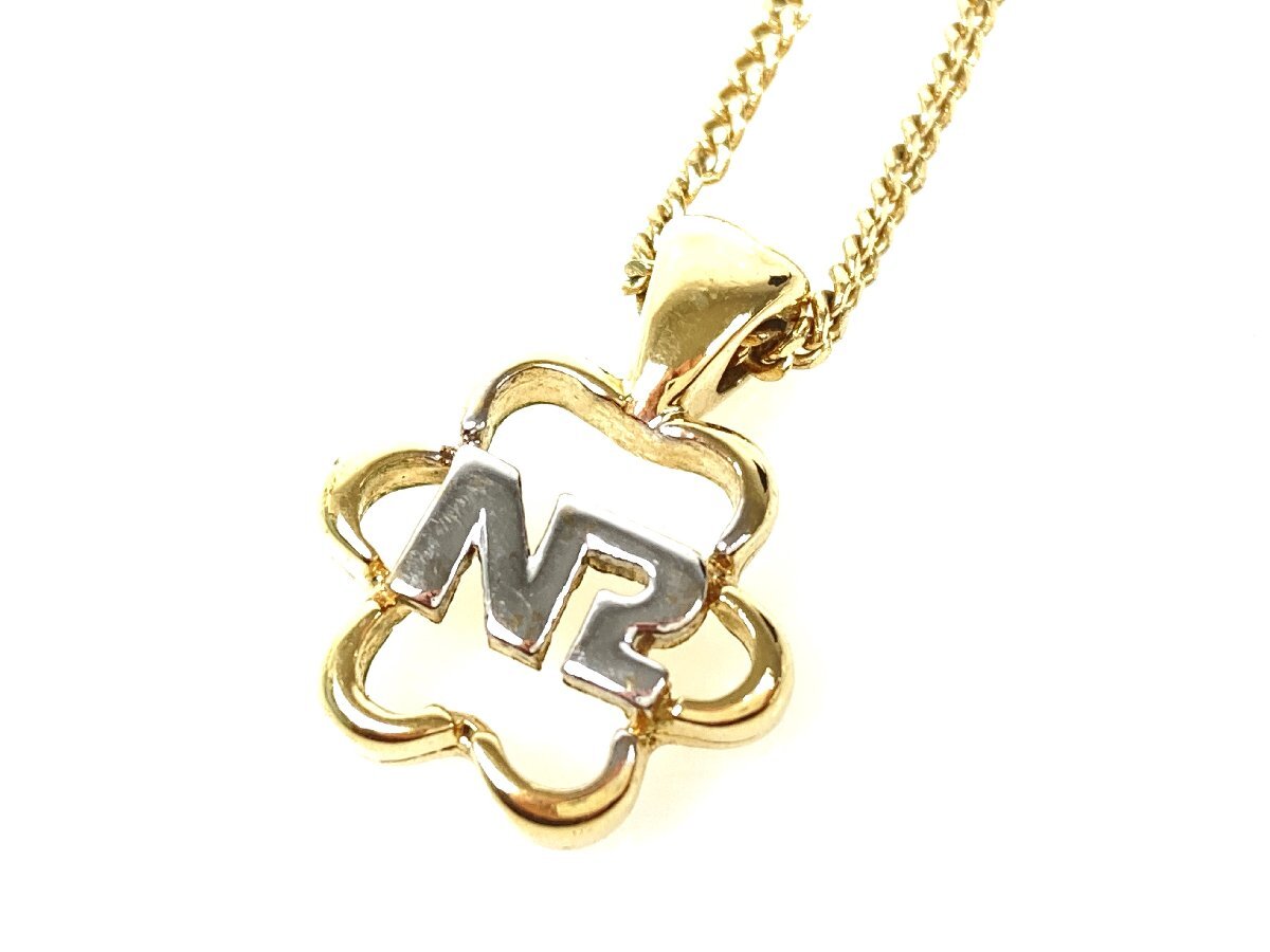 ニナリッチ NINA RICCI ロゴ フラワーデザイン ネックレス シルバーカラー×ゴールドカラー YAS-10709拍卖