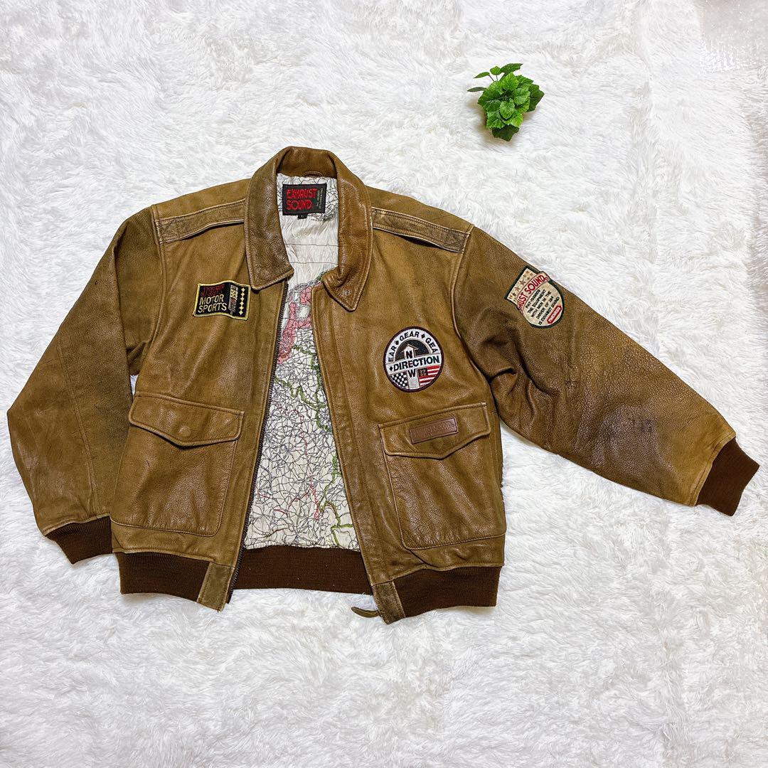 ヴィンテージ フライトジャケット レザー G-1A-2 ブラウン Lサイズ 本革拍卖