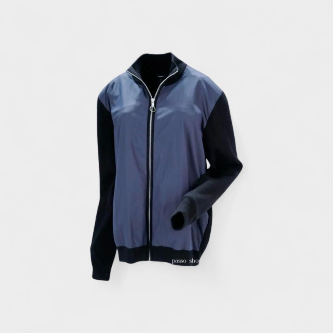 美品 セオリー メンズ ブルゾン ジャケット バイカラー ネイビー カシミヤ拍卖