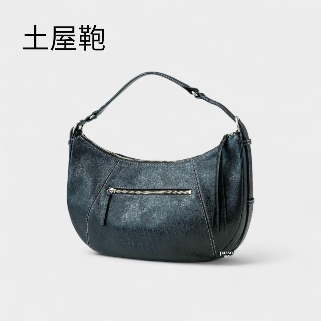 極美品土屋鞄 トートバッグ ハーフムーン 半月 ワンショルダー レザー 黒拍卖