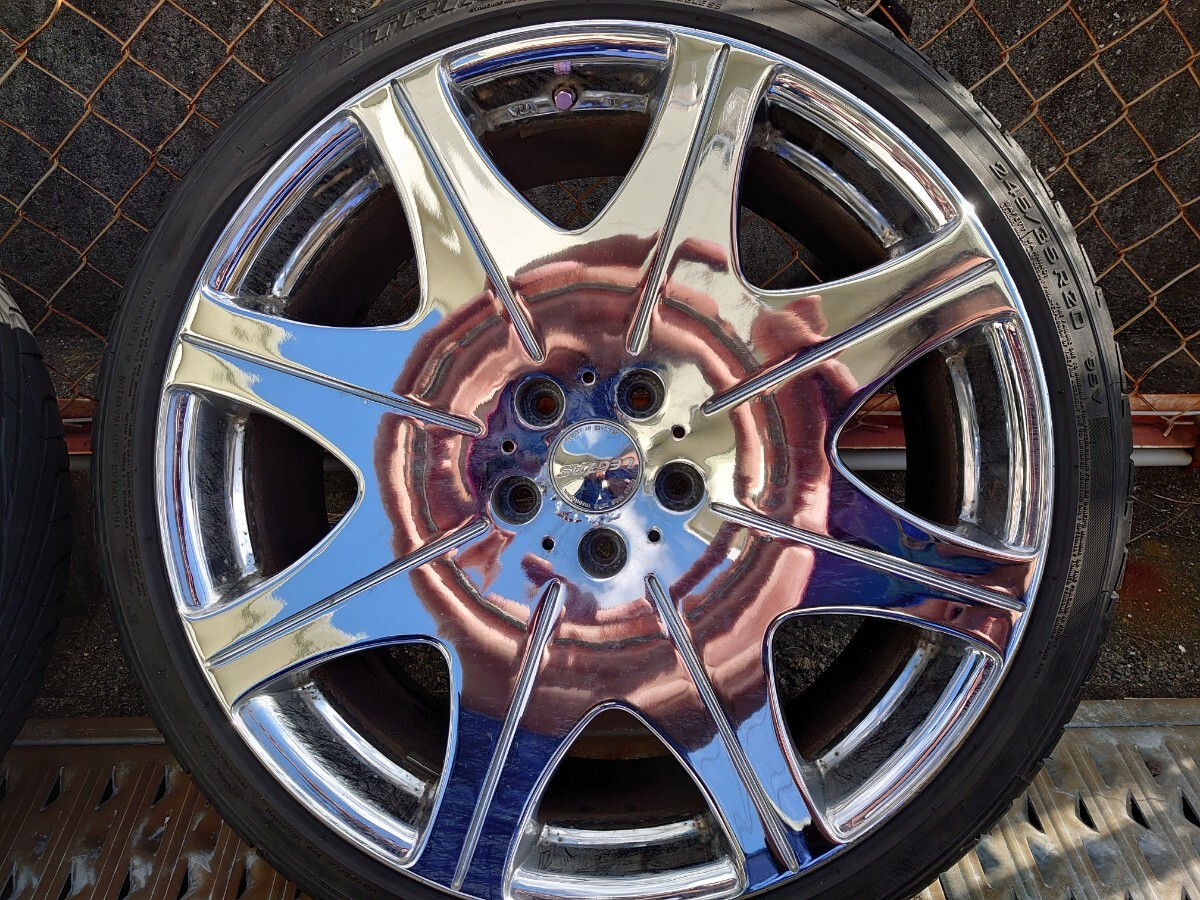 20インチ LEGZAS D800 クロームメッキ8J 9J +38 245/35 溝有りタイヤセット シュティッヒ レグザス アルファード ヴェルファイア等拍卖