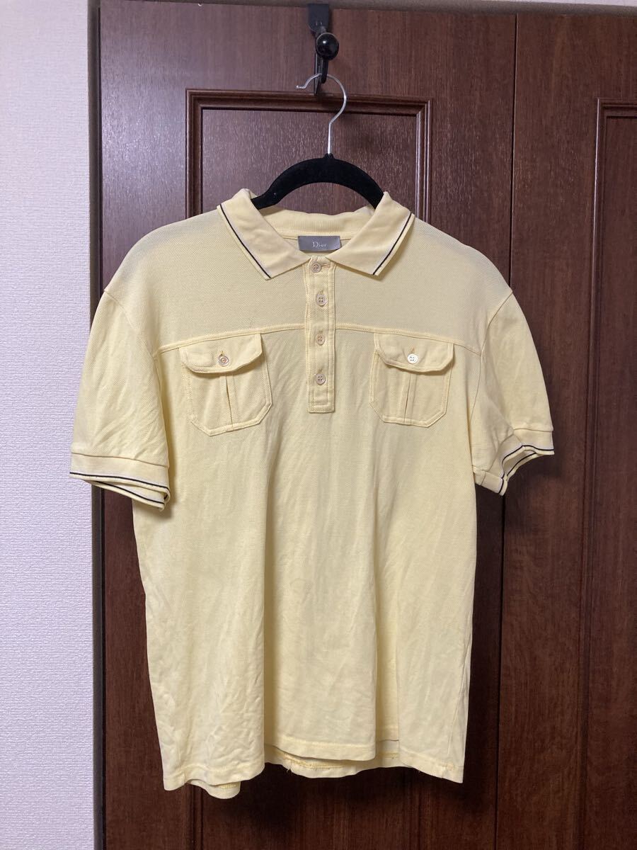 Dior Homme ディオールオム エディスリマン期 黄色 ポロシャツ ダブルポケット 2000年代 初期アーカイブ 希少 1円スタート拍卖