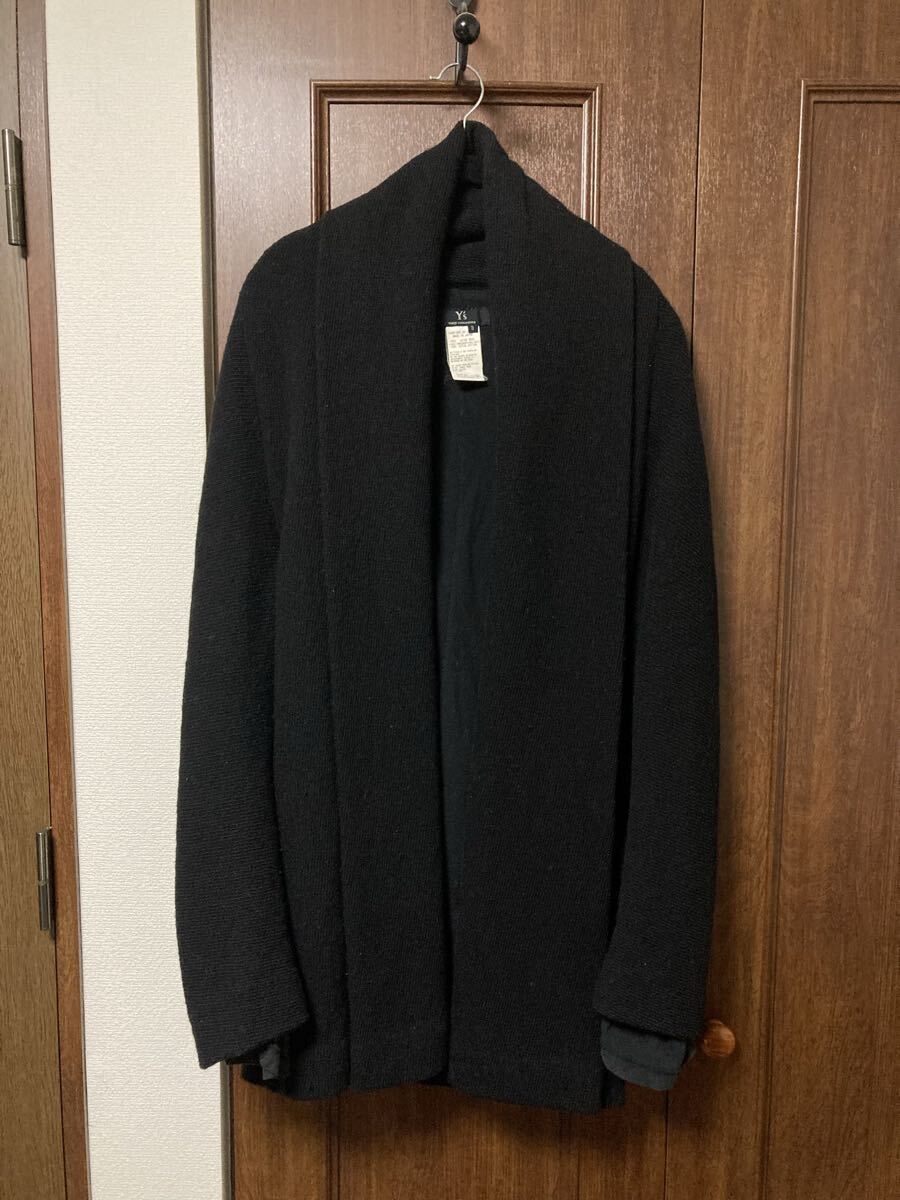 Y’s ワイズ ニットコート ロング丈 ウール混 90s アーカイブ ヴィンテージ モード 希少 1円スタート 黒 羽織り カーディガン ジャケット拍卖