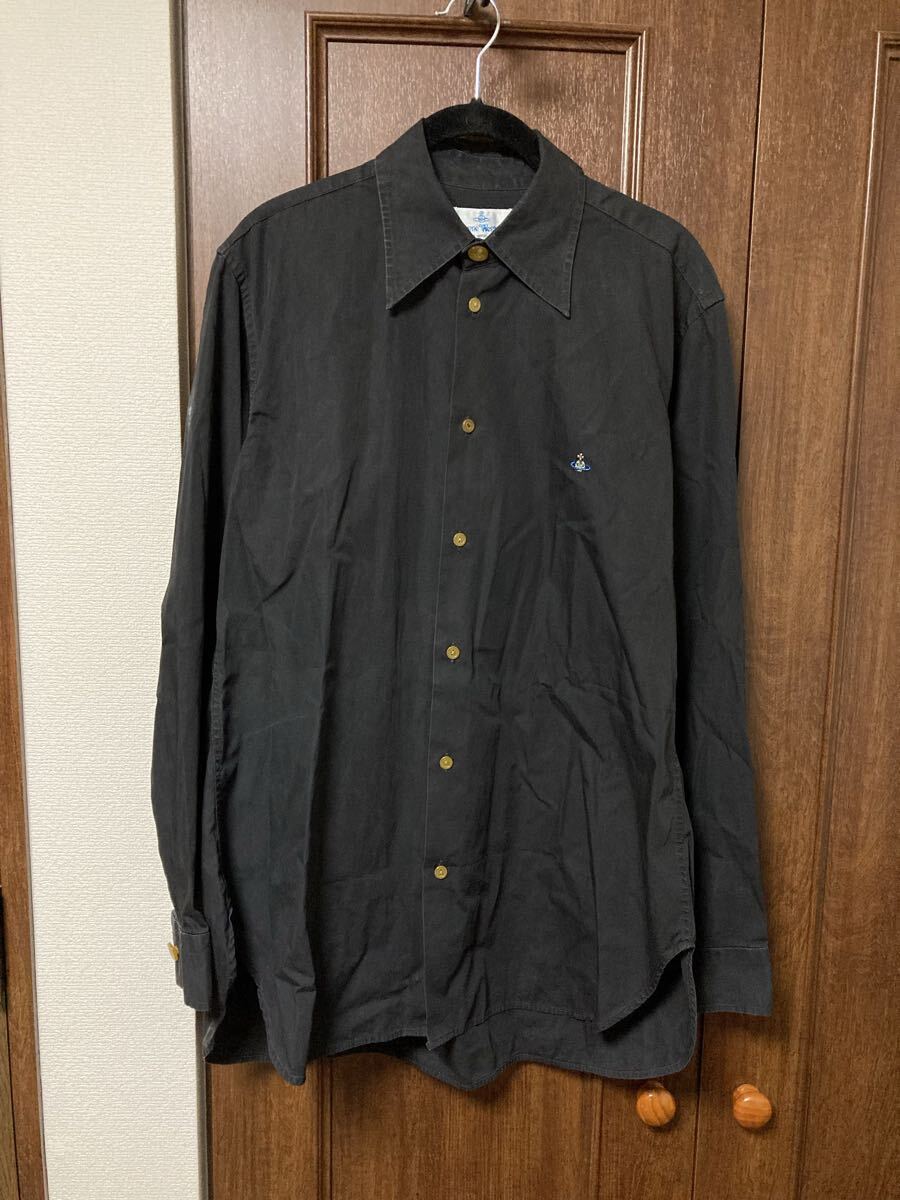 Vivienne Westwood MAN ヴィヴィアンウエストウッドマン 黒 シャツ オーブ 刺繍 モード アーカイブ 希少 1円スタート Yシャツ拍卖