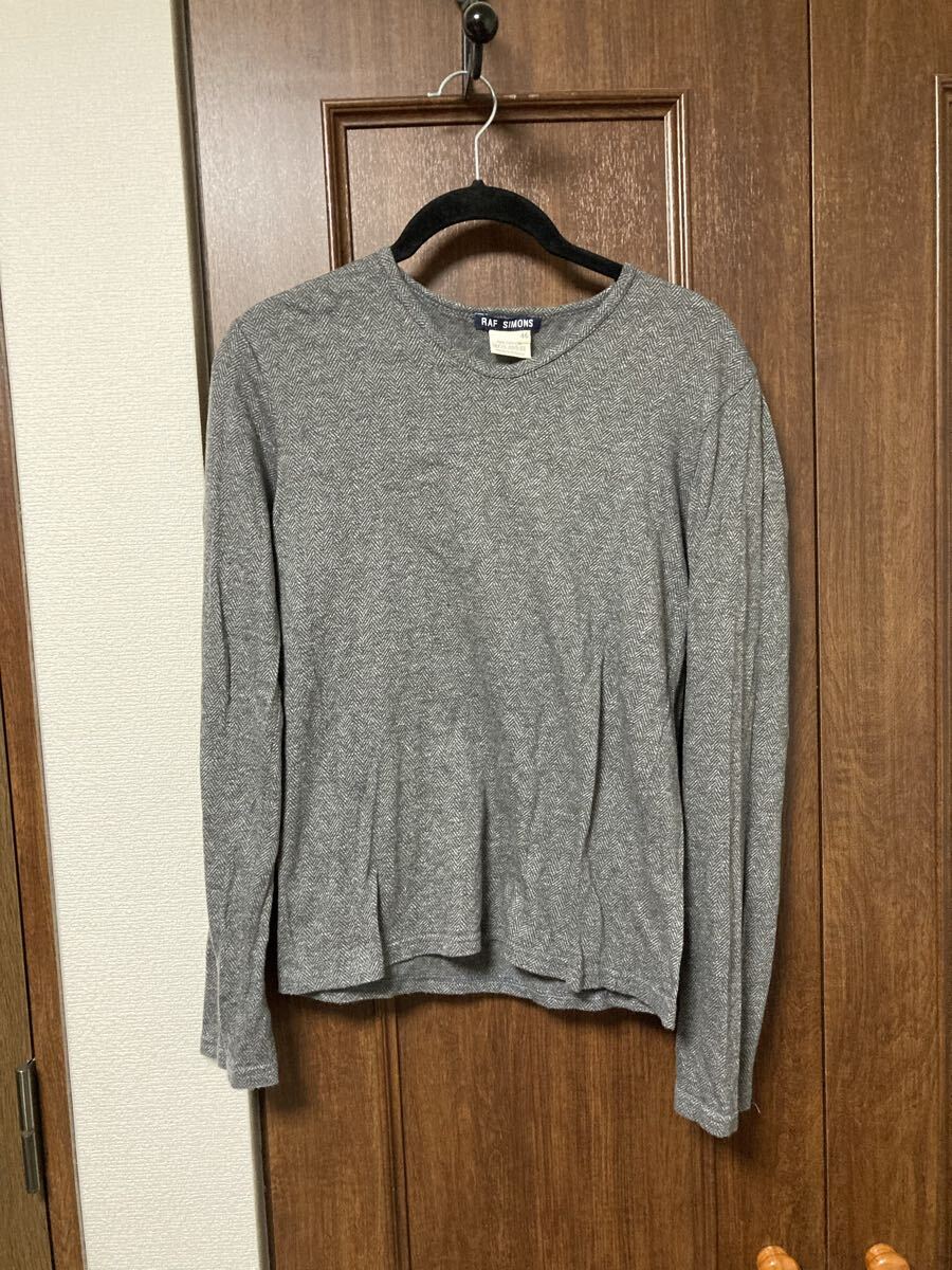 RAF SIMONS ラフシモンズ 90s ヘリンボーン カットソー ブラック アーカイブ ヴィンテージ モード 希少 1円スタート拍卖