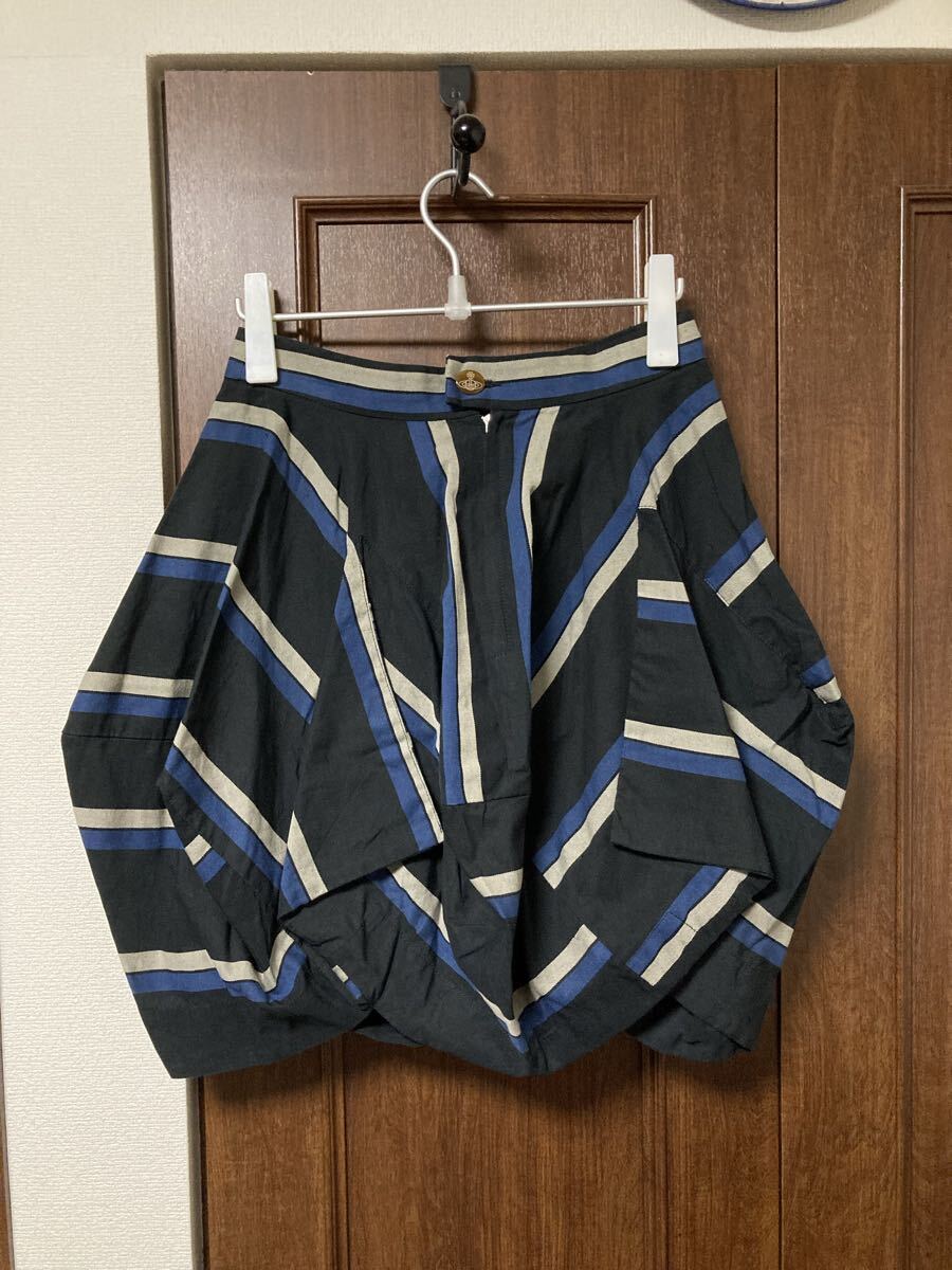 Vivienne Westwood RED LABEL ヴィヴィアンウエストウッド レッドレーベル 変形 スカート アシンメトリー ストライプ マルチカラー 拍卖