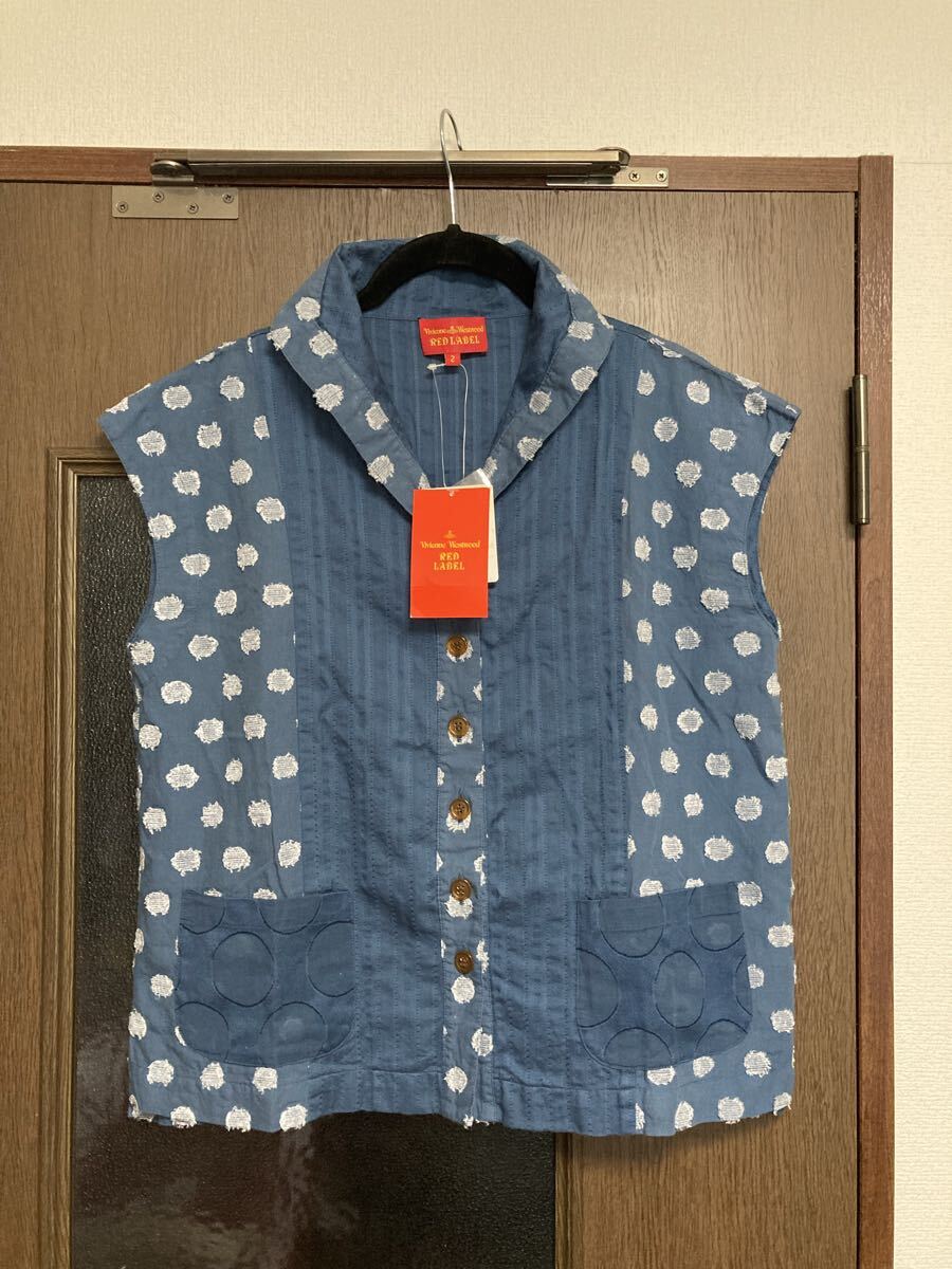 Vivienne Westwood RED LABEL ヴィヴィアンウエストウッド レッドレーベル ノースリーブ シャツ デニム 水玉 ドット柄 アーカイブ 希少 拍卖
