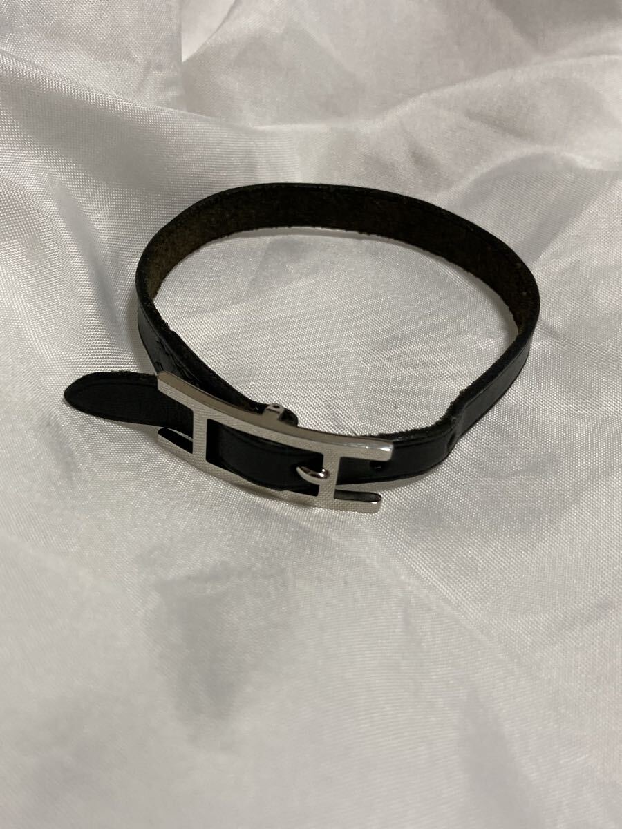 HERMS エルメス AP1 ロング ブレスレット レザー シルバー金具 アーカイブ ヴィンテージ 希少 1円スタート拍卖