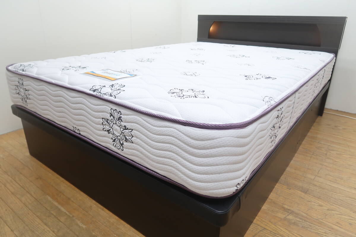 展示/シモンズ/ゴールデンバリュー/ポケットコイル/宮・照明付/リフトアップ/高級モダン/ダブルベッド拍卖