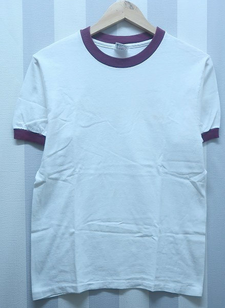 2-2753B/anvil 半袖無地リンガーTシャツ USA製 ビンテージ アンビル 送料200円 拍卖