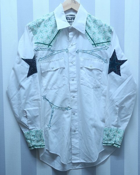 2-2854B/VELVET MOTEL 長袖花柄ウエスタンシャツ リメイク ベルベットモーテル拍卖