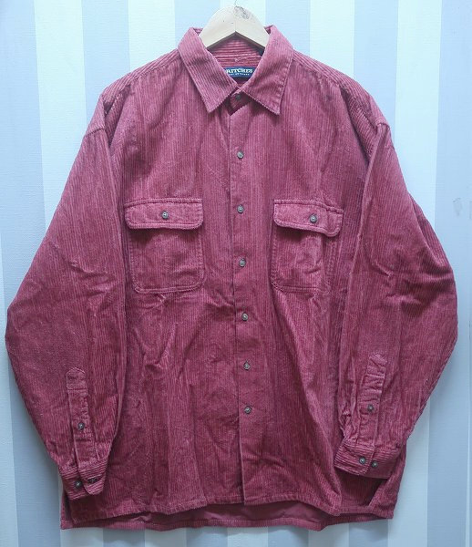 4-4446/ITCHES長袖太畝コーデュロイワークシャツ 香港製 ビンテージ拍卖