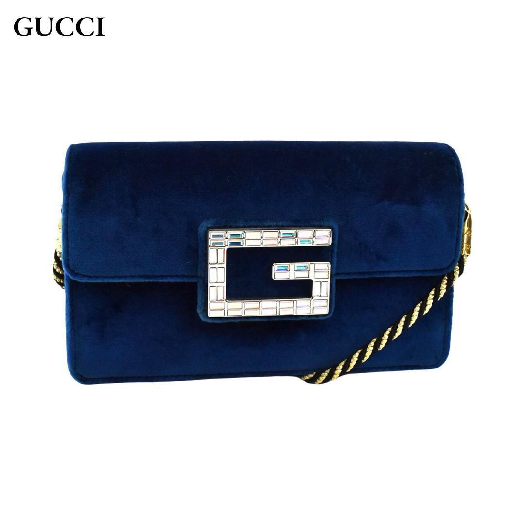 GUCCI グッチ スクエアG 2WAY ショルダーバッグ セカンドバッグ クラッチバッグ パーティーバッグ 544242 ベロア ブルー レディース拍卖