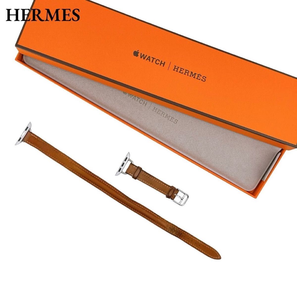 HERMES エルメス アップルウォッチ ドゥブルトゥール ベルト 部品 U刻印 腕時計 レザー 革 ブラウン レディース 箱付拍卖
